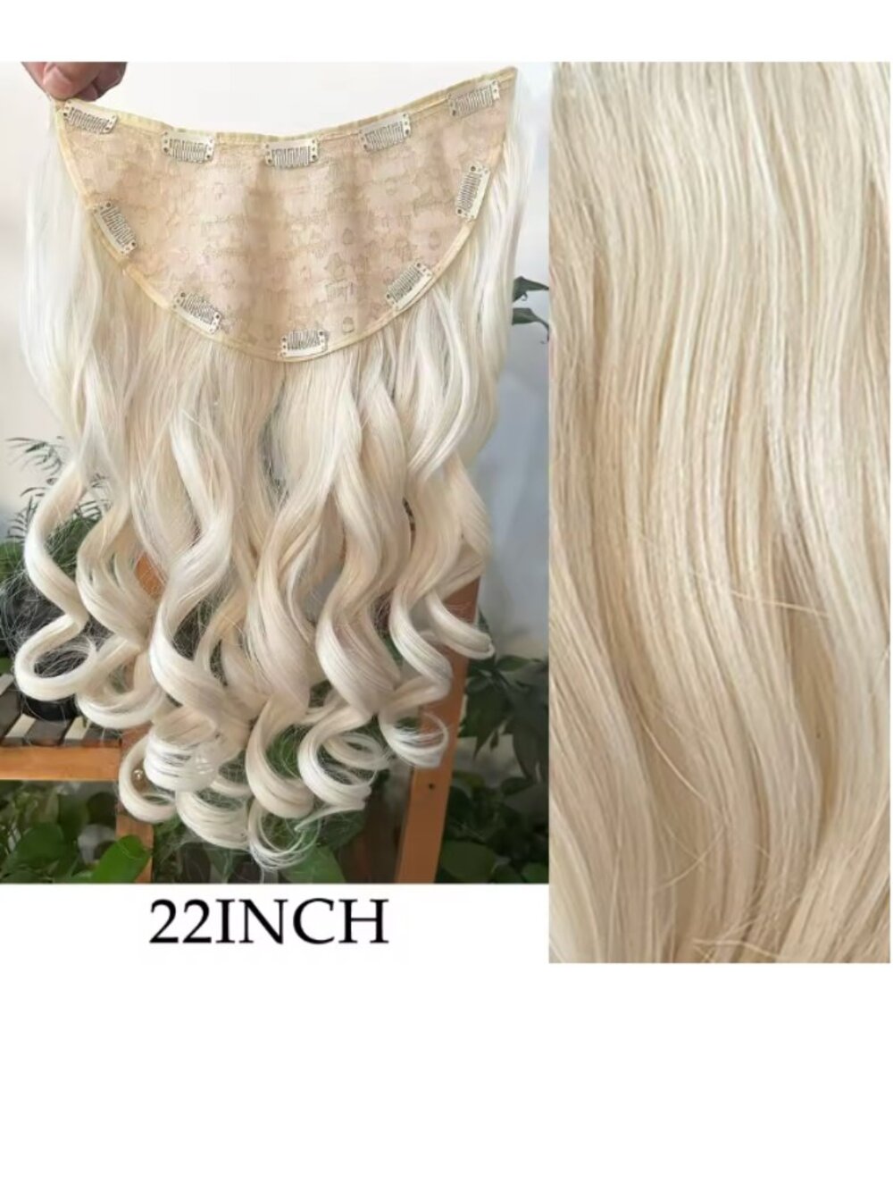 NEW Blonde Body Wave Clip-In Extension Heat Resistant Fiber 22"